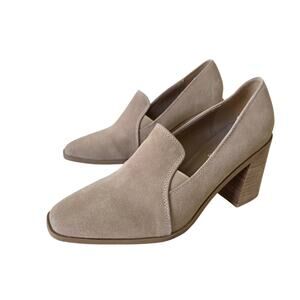 Joie Wevenly Taupe Suede Block Heel Loafer Pumps Women Size 9.5M